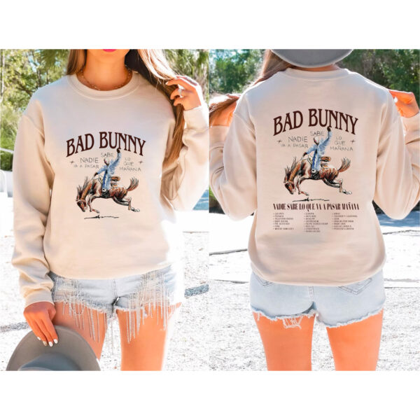 Bad Bunny 2024 Tour 2 Sided Sweatshirt Hoodie T-shirt