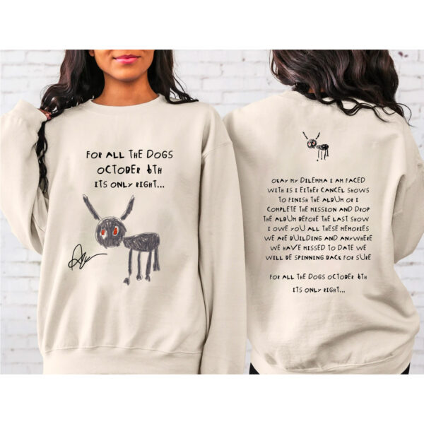 Drake For All The Dogs 2 Sided Album Hoodie T-shirt Sweatshirt