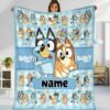 Personalized Bluey Bingo Blanket, Bluey Bingo Quilt Blanket, Gift For Kid