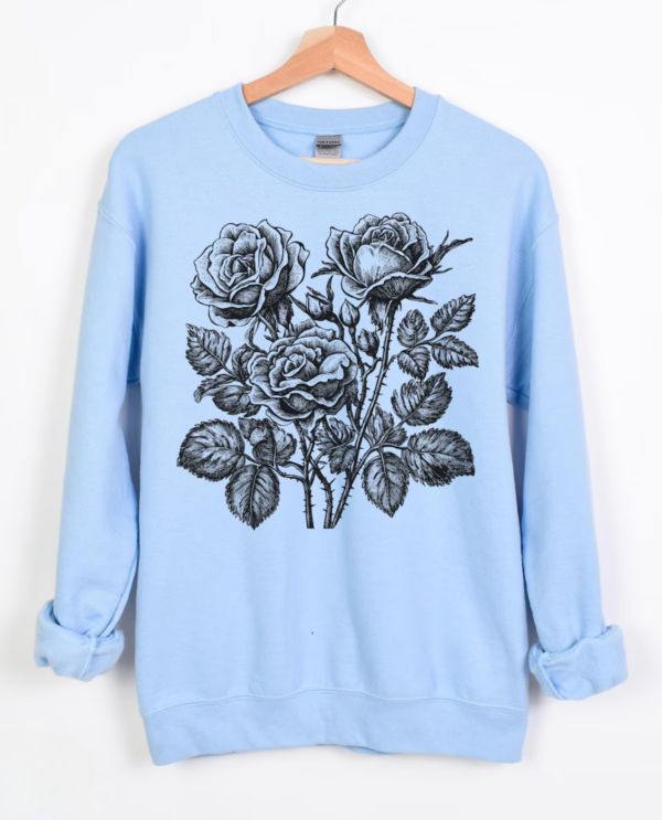 Retro Rose Sweatshirt, Boho Botanical Shirt
