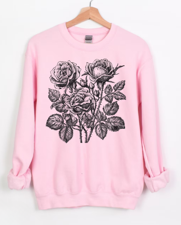 Retro Rose Sweatshirt, Boho Botanical Shirt