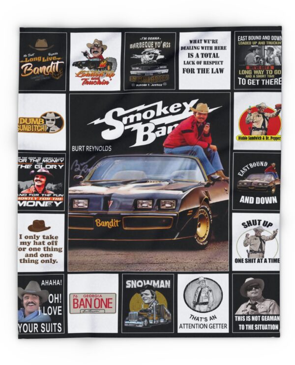 Smokey Bandit Quilt Blanket, Burt Reynolds Fleece Sherpa Throw