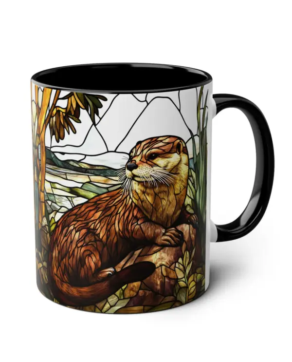 Stained Glass Otter Mug, Wildlife Coffee Cup